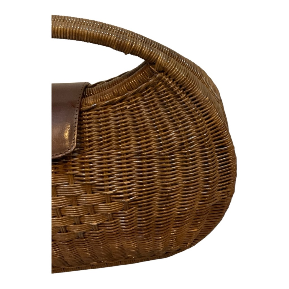 H&M Women’s Retro Look Bright Brown Wicker Rattan Purse Handbag - Picture 2 of 16